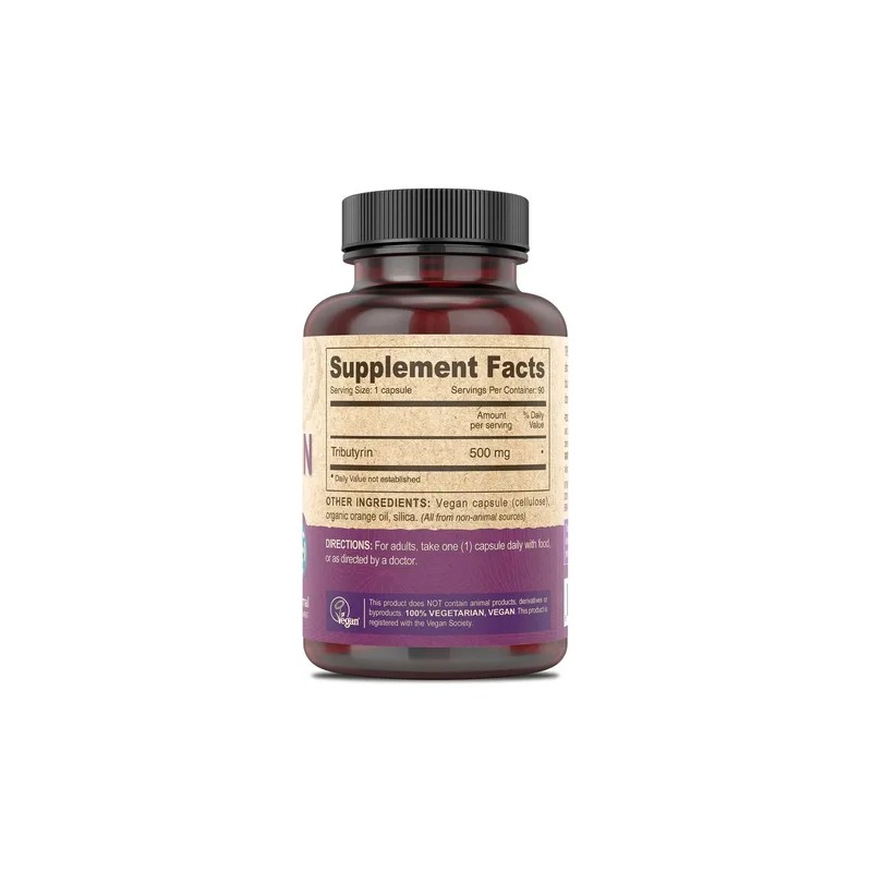 Deva Nutrition Vegan Tributyrin Tributirina 500mg 90caps Sabor Sin Sabor