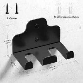 Olympic Barbell Hanger Wall Bracket, Barbell Rack Holder Wall Mount, Holds Under 1.3 Inches Bar Size, Space Saving Commercial or Home Gym Storage Accessory 2 Hook Black