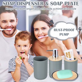 iMucci Bathroom Accessories Grey Bathroom Sets with Shower Curtain, Grey Ombre Waterproof Shower Curtain with Stainless Steel Hooks, Bathroom Accessories Set Complete