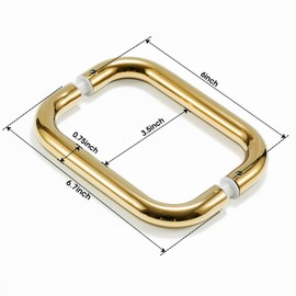 Ranbo C-Shaped 6" Tubular Back-to-Back Frameless Glass Shower Door Push Pull Handle, Fits 8-12mm(5/16"-1/2") Glass Doors,6" Mounting Hole Distance,for Shower Door,barn Door,Polished Chrome