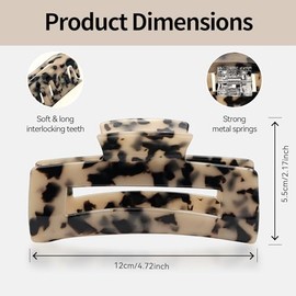 YIERSO Pinzas grandes para el pelo, pinzas para el pelo para mujer, de acetato, antideslizantes, pinzas de mandíbula de 11 cm, accesorios elegantes pa