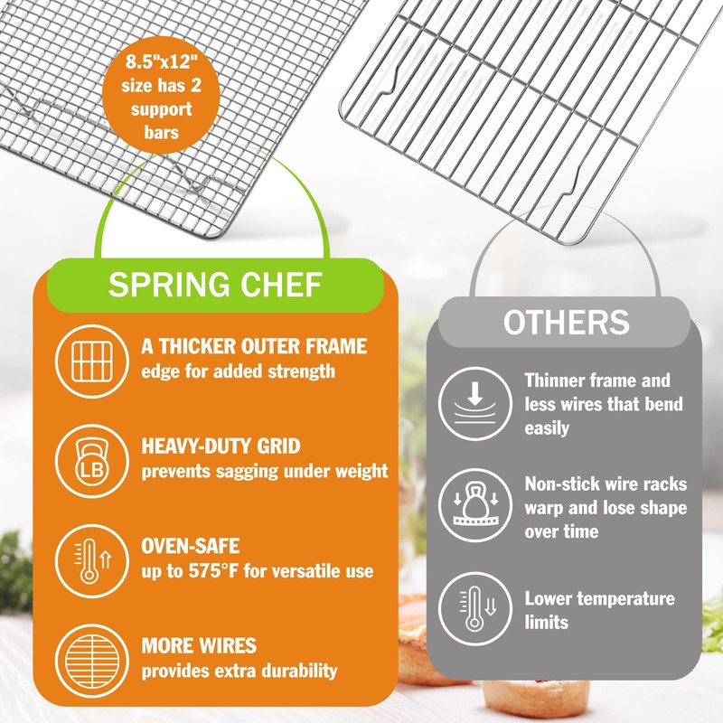 Spring Chef 8.5 x 12 Inch Stainless Steel Cooling Rack