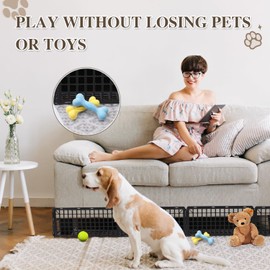 14 Pcs Under Couch Blocker, 203"/16.9FT Under Bed Blocker for Pets Stop Pets & Toys from Hiding Under Furniture, Detachable Assembleable Under the Couch Blocker for Sofa Bed Couch Cabinets, Black