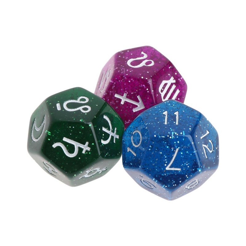 YUNAWU Multicolor 12 Sided Resin Dice Astrology Tarot Constellation Divination