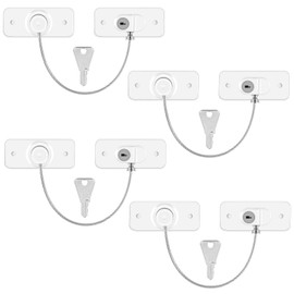 Pack of 4 Fridge Locks, No Drilling Window Lock Children, Fridge Lock with 4 Keys Cabinet Lock Baby for Doors Washing Machines