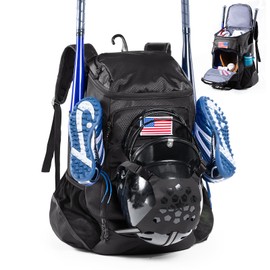 VIGEGARI Baseball Bag Softball Bat Bag, Double-layer Baseball Backpack Adult with Gear Klip To Hold Baseball Glove, Baseball Essential Gear, Youth Baseball Bag for Boys, Girls, Baseball Accessories