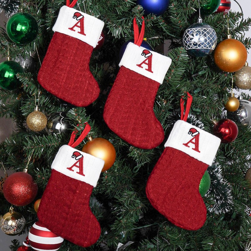 8 Inches Mini Pattern Embroidered Christmas Stocking Knitted Christmas Decorations