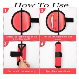 8Pcs 6" Fishing Lure Wraps with Velcro - Rod Armour Hook Covers for Safe Bait Storage & Protection Easy Bait Visibility and Enhanced Fishing Safety for Anglers (Black)