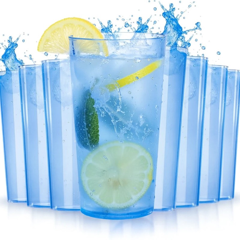 VerdureWare 24 oz Hammered Plastic Tumblers – Set of 8