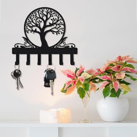 IASIRTGN Tree of Life Key Holder for Wall, Wall-Mounted Metal Key Rack with 6 Hooks, Key Hanger for Entryway, Hallway, Kitchen, or Office
