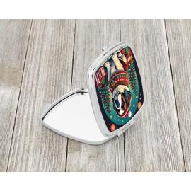 Caroline's Treasures Saint Bernard Christmas Compact Mirror Decorative Travel Makeup Mirror for Women Girls Gifts Pocket Makeup Mirror Folding Handheld