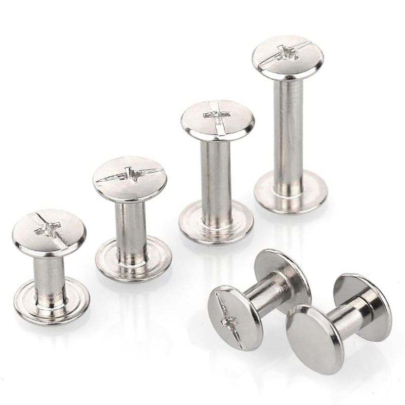 FSSTUD 100 Sets Stainless Steel Chicago Screw Rivets Flat Head
