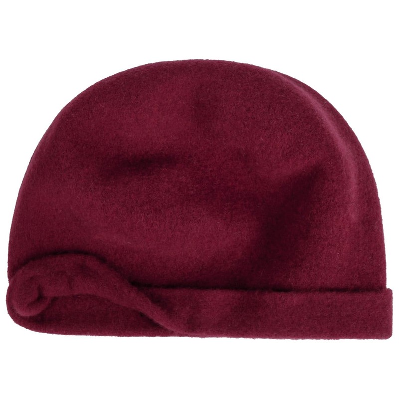Seeberger Ladies Milled Wool Beret Hat with Cuff, raspberry
