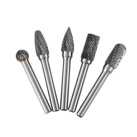 5 piezas de fresas de acero de tungsteno, kit de brocas de corte rotativo con vástago de 6 mm, vástago de cabeza de 10 mm, herramienta para trabajar el metal para amoladora de brocas rotativas