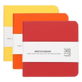 PATIKIL 4x4 Watercolor Paper Sketchbook, 3Pcs 30 Sheet 300GSM/203lb Acid Free Watercolor Journal Hardcover Artists Paper Pads for Painting, Yellow/Orange/Red