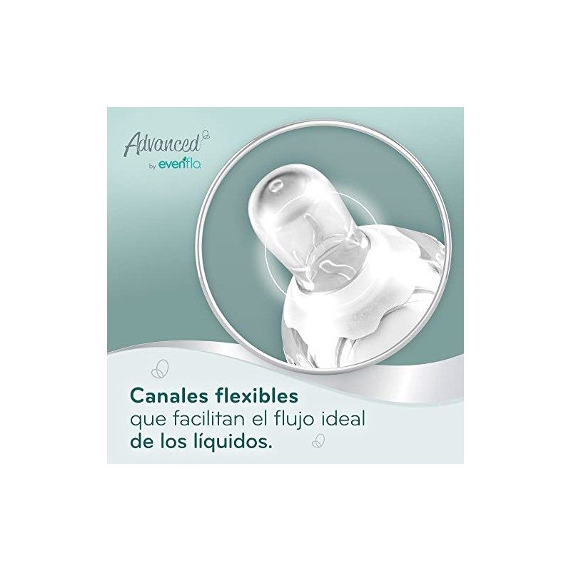 Evenflo Advanced Mamilas Anticólicos, Cuello Estándar, Flujo Lento, Silicón Grado