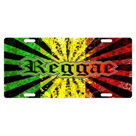 RASTA Flag Colors Custom License Plate Rastafarian Emblem Reggae Version