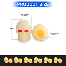 12PCS Fluorescent Skull Tire Valve Stem Caps, Luminous Auto Wheel Air Valve Cap, Illuminated Glow in The Dark Corrosion Resistant, Car Accessories for Truck, SUV, Motorcycle, Car (Skull Yellow)