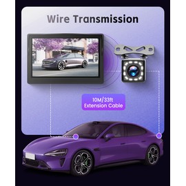 Podofo HD Reversing Camera and 4.3 Inch LCD Monitor Kit, IP68 Waterproof, Night Vision Rear View Camera Reverse Camera Kit for Van,Car,Truck,Pickup,SUV