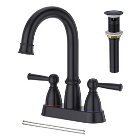 CREA Matter Black Bathroom Faucet,4 Inch Centerset Bathroom Faucets 2 or 3 Hole,2-Handle Bathroom Faucet with Pop Up Drain/ 360° Swivel,Vanity Faucet Basin Mix Tap