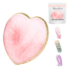 MelodySusie 1PC Heart Shape Resin Nail Art Palette, Professional Color Mixing Board for Gel Polish, Acrylics, Pigment Blending, Salon and DIY Makeup Artist Tool, Pink