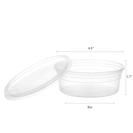 [240Set-8oz] Plastic Deli Food Storage Containers With Lids Disposable Clear Small Togo Jars Bowls For Soup, Meal Prep, Slime | BPA Free | Stackable | Leakproof | Microwave | Dishwasher | Freezer Safe