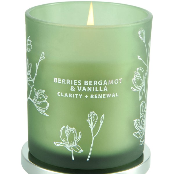 Berries Bergamot Vanilla Candle - Fresh Spring Candles - Highly Scented Vanilla Candles for Home - Natural Wood Wick Soy Candles - Large Aromatherapy Relaxing Candles for Women & Men 10.6 oz