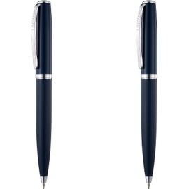 LINFANC 0.5mm Mechanical Pencil, Navy Blue with Chrome Trim, Nice Metal Pens for Office, 2 Packs