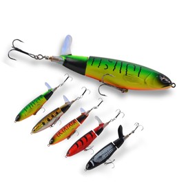 Generic topwater baits Whopper, Best top Water bass Lures for Seabass Fishing, Artificial Propeller Bait for Freshwater and Saltwater Trolling, with Storage Box The Best Gift. (A-5pcs, 90mm/10g)