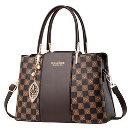 SHARE ITEMS Women's Shoulder Bag, 2-Way Crossbody Handbag, Elegant, Stylish, PU Leather, Patterned, Bag, Work or School Commutes, brown flower