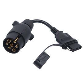 CARROFIX European Style Vehicle-end 7 Way Round Pin Outlet to American Style Trailer 4 Way Flat Connector