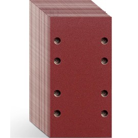 Aucenix Sanding Sheets for Electric Sander: 48Pcs Hook and Loop Sandpaper 93 x 185 mm - Rectangular Sander Pads with 8 Holes Assorted (40/60/80/120/180/240/400/600) for Wood