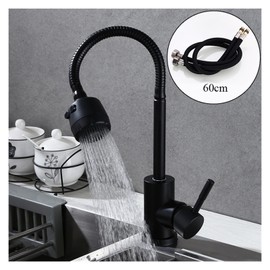CUZRSIEYI Matte Black Kitchen Faucet Stainless Steel Pull Down Basin Sink Spray Tap Mixer Cold and hot Tap Single Handle Flexible Faucet(1)