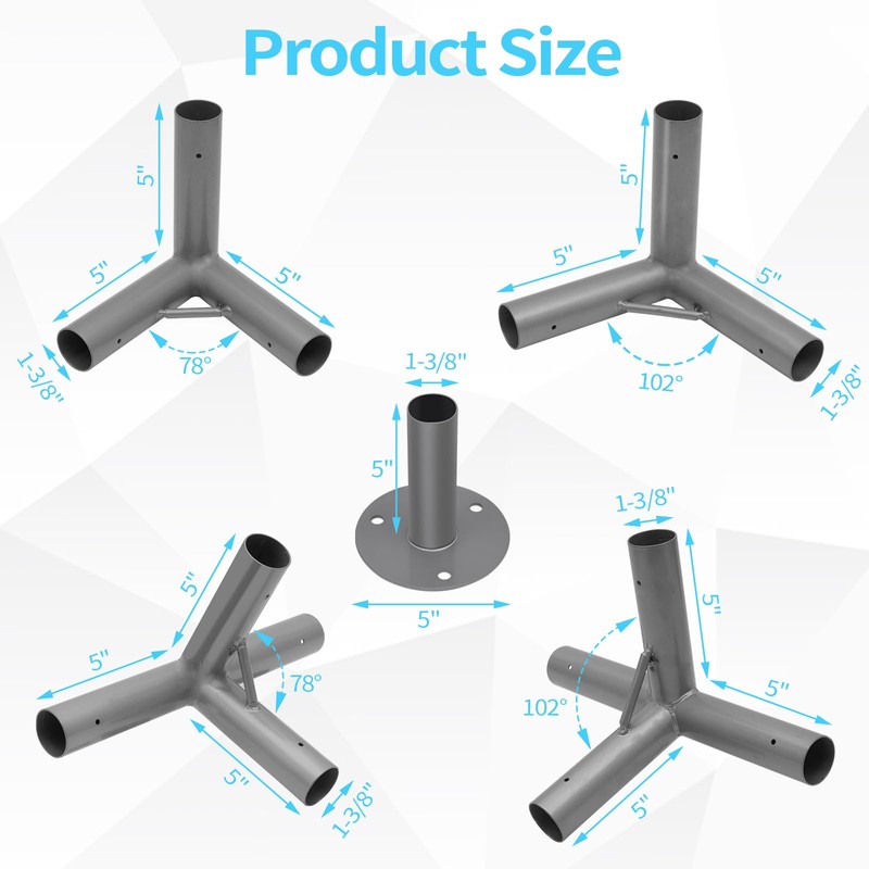 ICITYWALL 8 Leg Carport Kits，Slant Roof Canopy Fitting Kit with