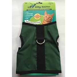 Kitty Holster Cat Harness - Cat Walking Harness, Secure & Comfortable, Ultra-Strong Hook-and-Loop, Soft Breathable Cotton, Made in USA - Hunter Green, M/L