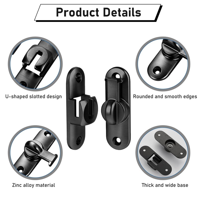 Sliding Door Locks, 90/180 Sliding Door Bolt for Sliding Doors,