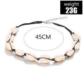 Yienate Bohemia Necklace Choker Simple Shell Pendant Hand Woven Boho Necklaces Jewelry for Women and Girls (Black)