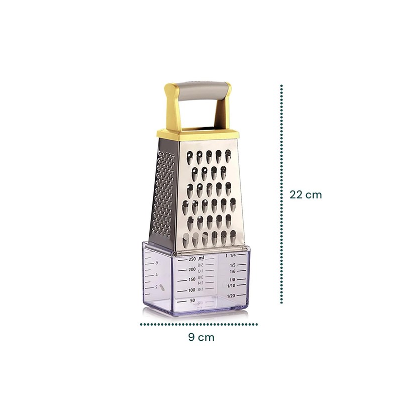 Wintem Stainless Steel 4 Sided Cheese Grater with Handy Dosing