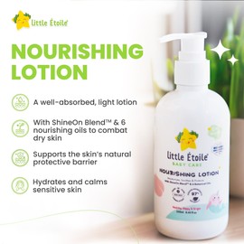 Little Etoile Nourishing Baby Lotion with Shine Blend for Sensitive Skin - Hypoallergenic with 6 Oils for Dry Skin - Easily Absorbed,0+ Months - 250ml