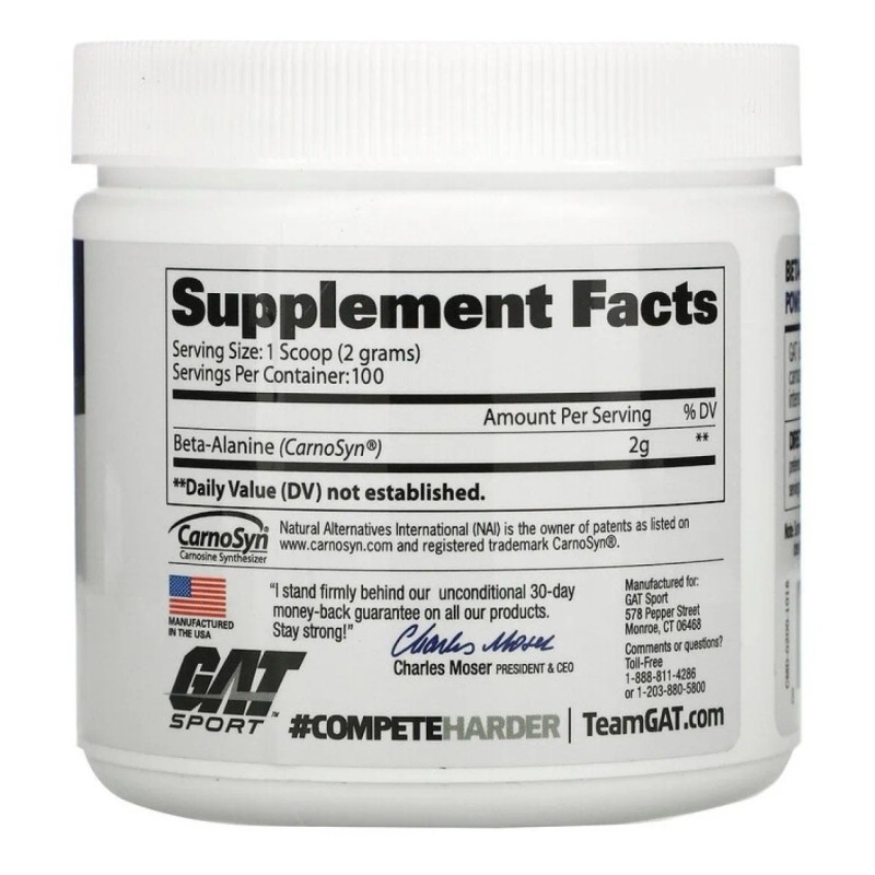 Pre Entreno Beta Alanina 200 Gramos (100 Servicios) Sabor Sin