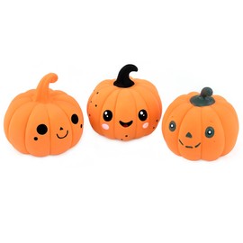 CHIWAVA 3PCS 2.4" Funny Pumpkin Latex Dog Toy Set Interactive Play for Small Dogs