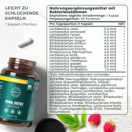 Primal Harvest ® Biotics - 2 Pack - 60 Capsules - 15 Bacterial Strains - 80 Billion CFU + Inulin and Live Cultures - Laboratory Tested - Gastric Juice-Resistant Capsules