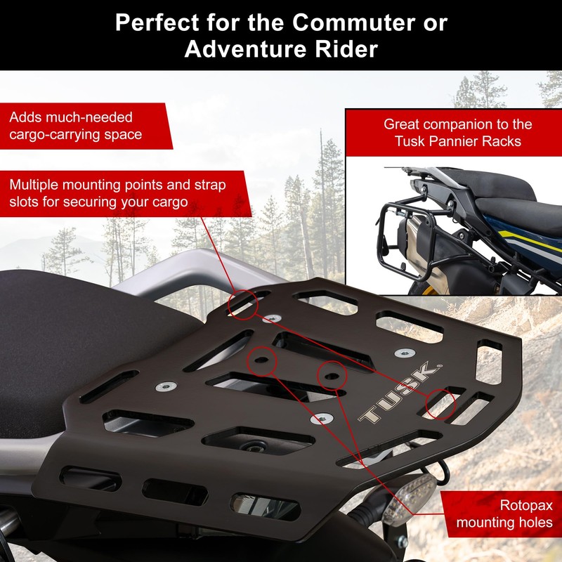 Tusk Top Rack Luggage Carrier Rear Tail Rack Compatible with