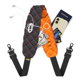 LONPAI Anti-theft Bag Strap 2-Tone High Visibility Shoulder Strap with Thick Pad and Hidden Pockets, Comfortable and Travel Safer, Orange