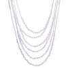 White Long Statement Necklace Multi-Strand Waterfall Chains with Crystal Beads