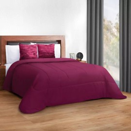 Colchas El Elefantito Edredón Mink Dos Vistas Vino Matrimonial Granate Color Bordó Diseño de la tela Liso