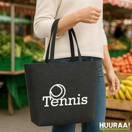 Huuraa Felt Shopper Tennis Ball Gift 22 Litres Felt Tennis Gift Idea, Charcoal melange, Unit size