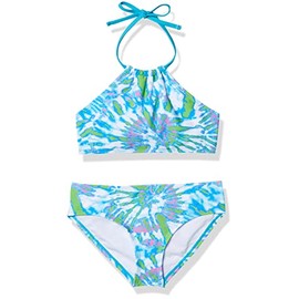 Kanu Surf Mahina - Traje de baño de 2 Piezas con Cuello Halter, UPF 50+, Camille Azul Claro, 3 Años
