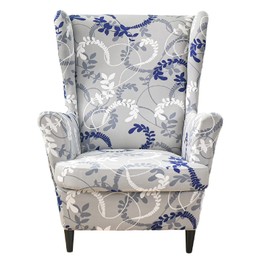 KRFOONN Wingback Chair Covers Slipcovers 2 Piece Stretch Wing Chair Covers Spandex Slipcovers Wingback Sofa Covers Armchair Covers Non-Slip Furniture Protector for Living Room Wingback Chairs, A17