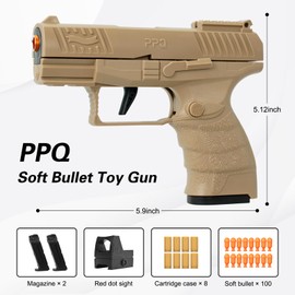 Toy Gun, Soft Bullet Toys Gun for Boys, Empty Shell Ejecting Toy Gun, Stress Shot Toy Gun with Scope, Toy Pistol for Kids Boys Girls Age 8+ (Sand)